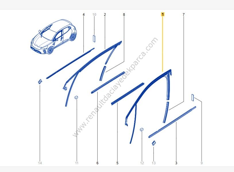 Clio 5 Sol Ön Kapı Camı Fitili Çerçeve 803313809R