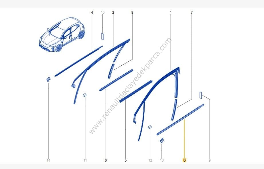 Clio 5 Sol Ön Kapı Cam Sıyırıcı Fitili 808213513R