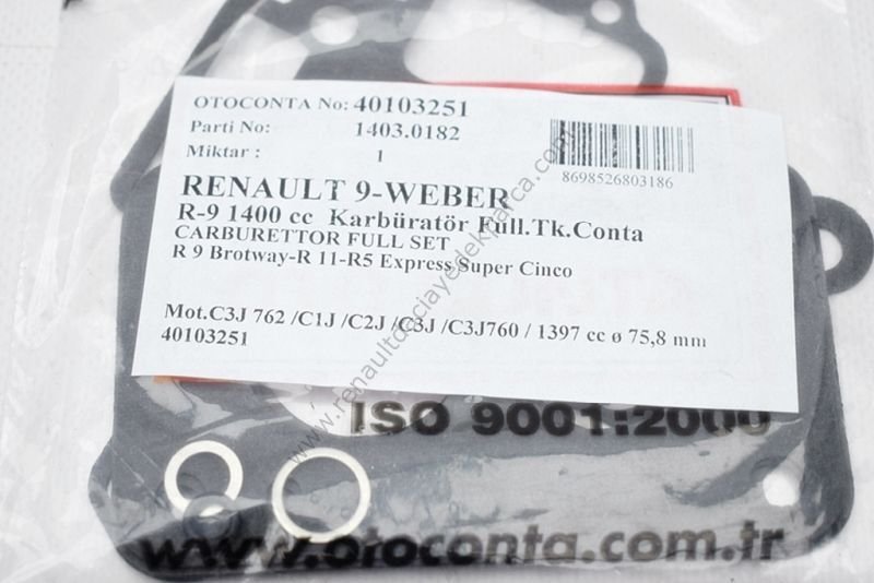 Renault 9 Karbüratör Contası Takım
