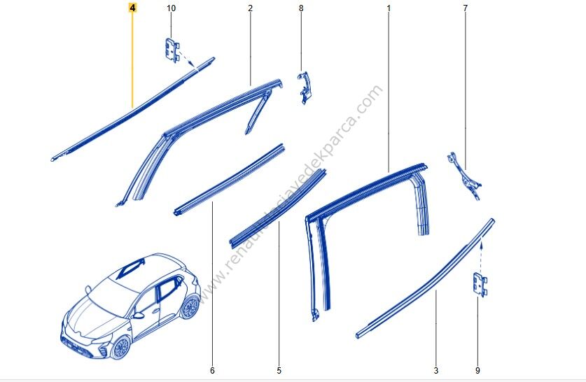 Clio 5 Sağ Arka Cam Çıtası 828200794R Sıyırıcı