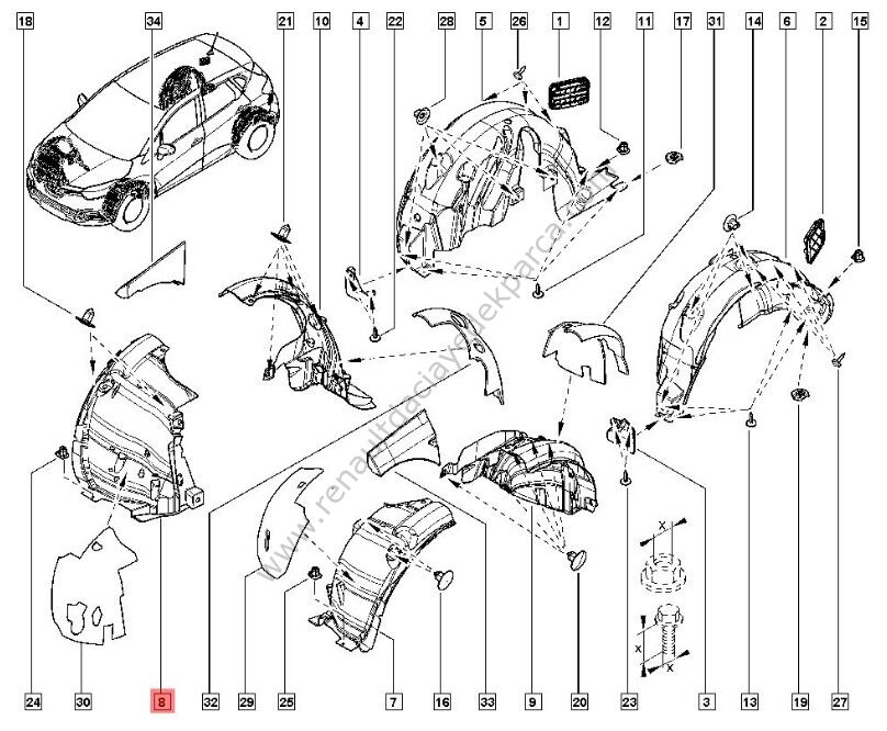 Renault Captur Ön Çamurluk Davlumbazı Sol