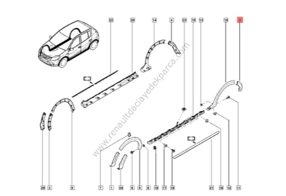 Dacia Sandero Arka Tampon (Plastiği) Dodik Sol