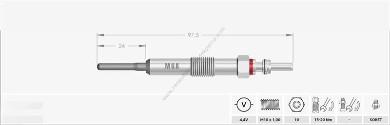Dokker Lodgy Symbol Sandero Isıtma Kızdırma Bujisi 110654876R
